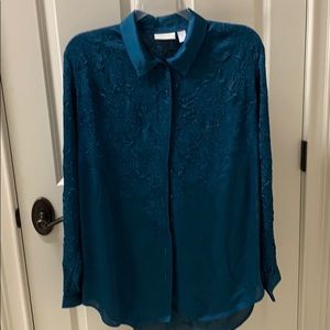 Chico’s (size 3) Teal 100% Polyester Blouse